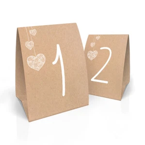 Tischnummern Hochzeit Geburtstag Party Tischdekoration 1-12 aus Kraftpapier - Bild 1 von 6