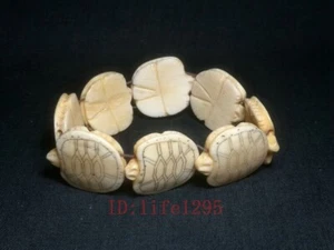 8 Pcs Old Chinese Hand Carving Lovely 9 turtle Bracelets Beads Chain Hand chain - Picture 1 of 6