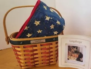 Cesta inaugural Longaberger 2001 + forro/protector de tela estrella - envío gratuito - Imagen 1 de 4