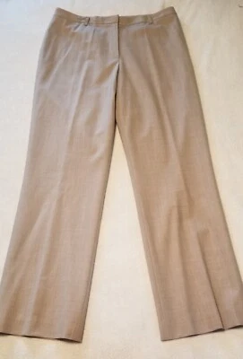 Pantalones elásticos informales de esquina para mujer talla 14 pierna ancha forrados vestido bronceado doblado  Foto 1 de 4