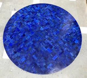 Mesa de encimera de café de piedra lapislázuli azul aleatoria de 30" decoración de sala de estar de lujo - Imagen 1 de 8