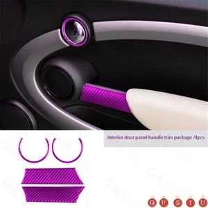 4X Para Mini Cooper R56 R57 2007-2010 Cubierta de manija de puerta de fibra de carbono púrpura - Imagen 1 de 7