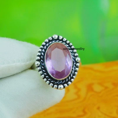 Anello fatto a mano in argento sterling 925 con pietra preziosa ametista... - Immagine 1 di 4