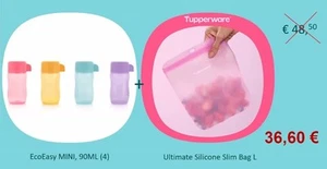 Juego de viaje Tupperware EcoEasy 4x 90 ml Vitamin Shot + Ultimate Slim Bag 1,6 l - Imagen 1 de 1