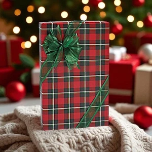 RED TARTAN PLAID Print Design 24" Gift WRAPPING Paper Choose Length Amount - Picture 1 of 2