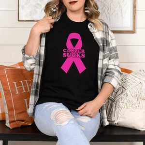Breast Cancer Awareness T Shirt Cancer Suc*s Pink Ribbon Support Gift Womens Top - Picture 1 of 7