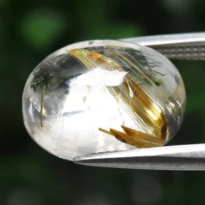 💎 4.32ct Oval Cabochon Natural Golden Needles Rutile Quartz - Africa Gemstone - Picture 1 of 4