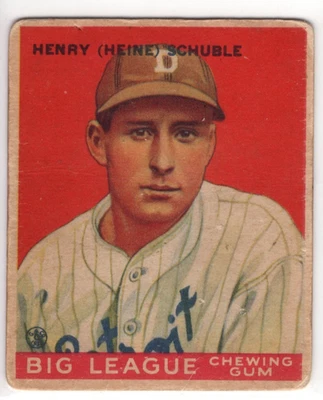 1933 Goudey Big League Chewing Gum Henry (Heine) Schuble #4 - Image 1 of 2