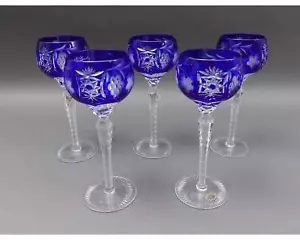 Juego de 5 vasos de vino AJKA cristal Marsala azul cobalto corte transparente de 8,25 - Imagen 1 de 9