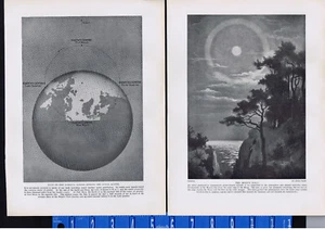 The Lunar (Moon's) Halo, Earth-Moon Path & Lunar Central Craters - 1931 Prints - Picture 1 of 2