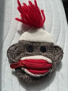 Schylling Sock Monkey Zipper Coin Purse Wallet Novelty - Picture 1 of 7
