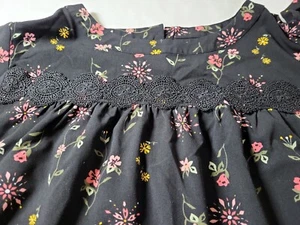 Lane Bryant Women's Black Floral Print Boho Peasant Flared Sleeve Top Size 20 - Picture 1 of 9