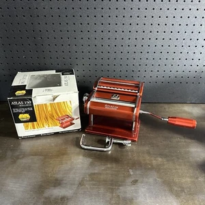 Marcato Atlas 150 Wellness Pasta Maker Hand Crank Machine Red Stainless Steel - Picture 1 of 8