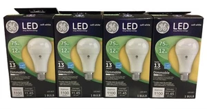 4pk GE LED 75w Dimmable 1100 Lumen LED-A21 Soft White uses Only 12w (Q4) - Picture 1 of 1