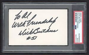 Dick Butkus Signed 3”x5” Index Card PSA Authentic Chicago Bears HOF Autograph