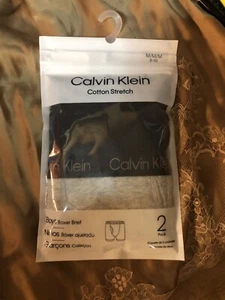 Calvin Klein Boys Black/Heather Gray 2 Pack Boxer Briefs Size 8-10 cotton - Picture 1 of 2