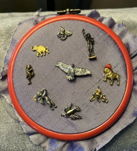 Collection of TINY PINS Lot of 9 Hangs on Wall plus flexi-hoop dog golfer angel+ - Picture 1 of 9