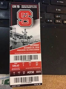 2016 NC STATE WOLFPACK VS BOSTON COLLEGE COLLEGE FOOTBALL TICKET STUB 10/29 - Picture 1 of 1
