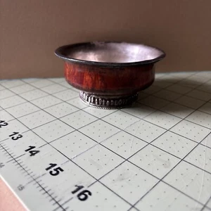 19th C. Antique Tibetan Ceremonial Burl Wood Bowl Tea Cup Silver Mount - Picture 1 of 7