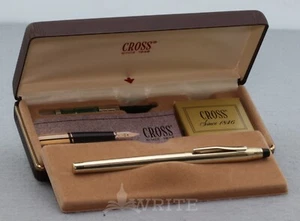 FOUNTAIN PEN CROSS CENTURY 10kt GOLD MED NIB F COMPLETE BOX - Picture 1 of 9