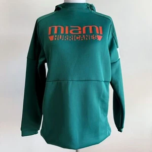 Adidas University of Miami Hurricanes Hoodie Womens Medium Sweatshirt NCAA Green - Picture 1 of 10