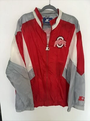 Jaqueta masculina vintage anos 90 Ohio State Buckeyes Starter Windbreaker zíper completo XL NCAA - Imagem 1 de 4