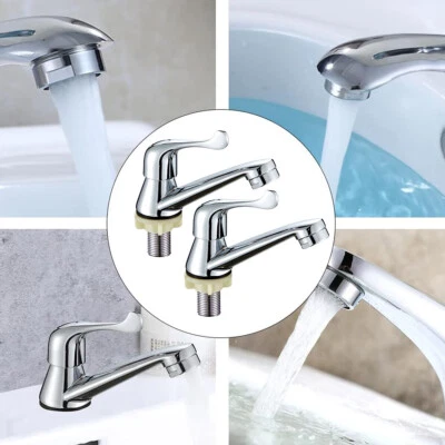 1 Pair Chrome Lever Basin Sink Taps Bathroom Taps 1/2" Cold Good Appearance