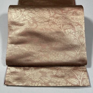 K3012153 Fukuro OBI Silk Japanese Gold Plant pattern - Imagen 1 de 8