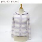 New !  Barefoot Dreams Women Bamboo Chic Striped Zip Hoodie Size Small Lavender