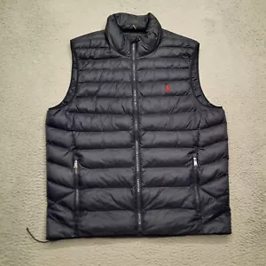 Polo Ralph Lauren Puffer Down Vest Mens Large Navy Blue Packable Water Repellent - Picture 1 of 9