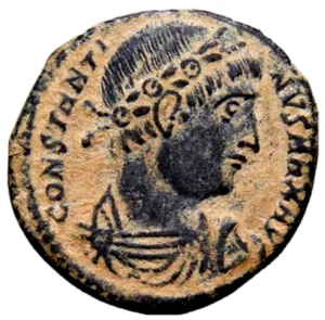 Constantine I Interesting Portrait Gloria Soldiers SMKO Max Title Roman Coin COA - Picture 1 of 4