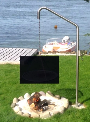 Edelstahl Schwenkgrill Grillgalgen Dreibein Seilwinde Beleuchtung Libatherm