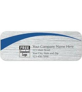 Rectangular Label On Brushed Silver W/Blue Arc 3.5x1.25 / Nebs/Deluxe No. 58114 - Picture 1 of 1