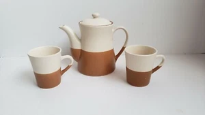 Designpack Keramik Tasse Kaffee Teekanne 3 teiliges Set Elfenbein Braun Modern Mid Century - Bild 1 von 12
