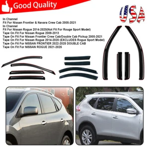 4PCS For Nissan Frontier Navara Rogue Window Visors Sun Shade Deflectors Guards - Picture 1 of 23