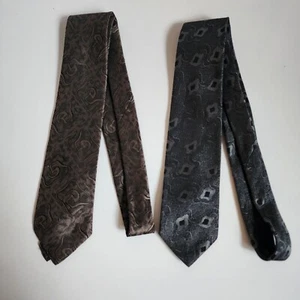 Envoy Limited Edition Necktie Lot Of 2 Ties Brown Silver Gold Black 3.125" x 58" - Picture 1 of 7