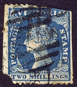 VICTORIA AUSTRALIA 1857 2/- Dull Blue Greenish Paper P.12 Trimmed Spacefiller - Picture 1 of 2
