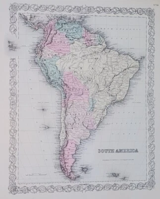 Mapa vintage de Sudamérica 1856 primera edición mapas de Colton Foto 1 de 2