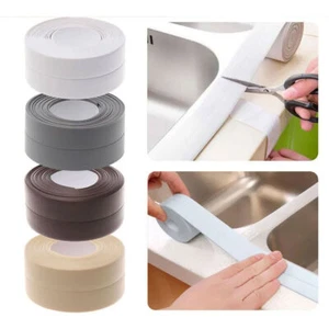 2 Rolls 3.2m Self Adhesive Caulk Tape Sealant Strip Bathroom Kitchen Waterproof - Picture 1 of 53
