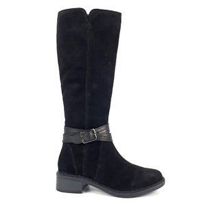Clarks Knee Boots Black Suede Leather Heels UK Size 3 - Picture 1 of 16