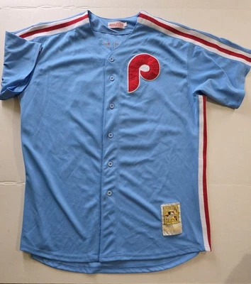 Винтажная синяя футболка Стива Карлтона из Philadelphia Phillies Mitchell Ness размер 54 2XL - Изображение 1 из 4