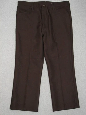 MB19449 Años 90 **WRANGLER** PANTALONES POLIÉSTER STA-PREST 38x32 (msr 37"x26") MARRÓN Foto 1 de 4
