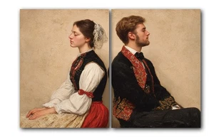 Französisches Paar Kunstdruck, Frankreich Kulturerbe, 2 Set Poster, ungerahmt - Bild 1 von 5