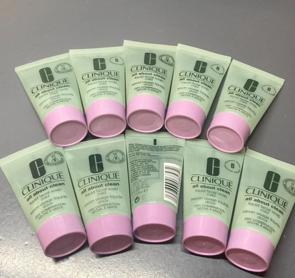10 Clinique All About Clean Liquid Facial Soap Mild 30 ml each Dry Combination - Image 1 of 1