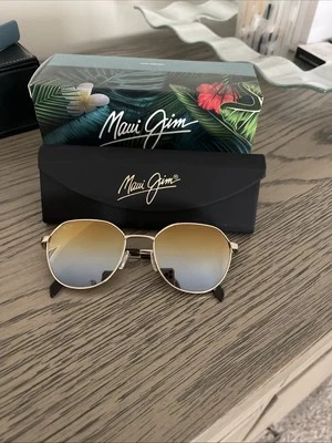 Maui Jim Gold To Silver Hukilau Gold Metal PolarizedPlus2 Sunglasses w/Case New  - Image 1 of 4