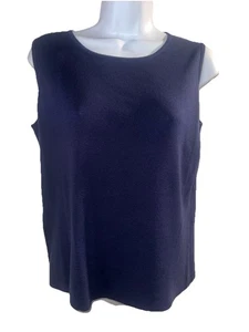 Vintage Pineapple Moon Womens Size Medium Navy Blue Tank 100% Silk - Picture 1 of 5