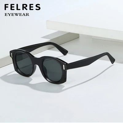 Óculos de sol simples redondo armação grossa masculino feminino sombra de viagem óculos da moda - Imagem 1 de 4