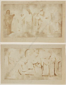 "Biblical scenes" two Dutch drawings, 17/18th century - Picture 1 of 5
