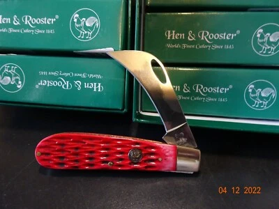 HEN & ROOSTER 4" CL. HAWKBILL RED PICK BONE HANDLE  POCKET KNIFE  BLADE 4116GS - Image 1 of 4
