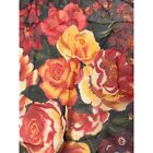 Women's black floral red orange rose gauzy scarf 35in x 36 in
